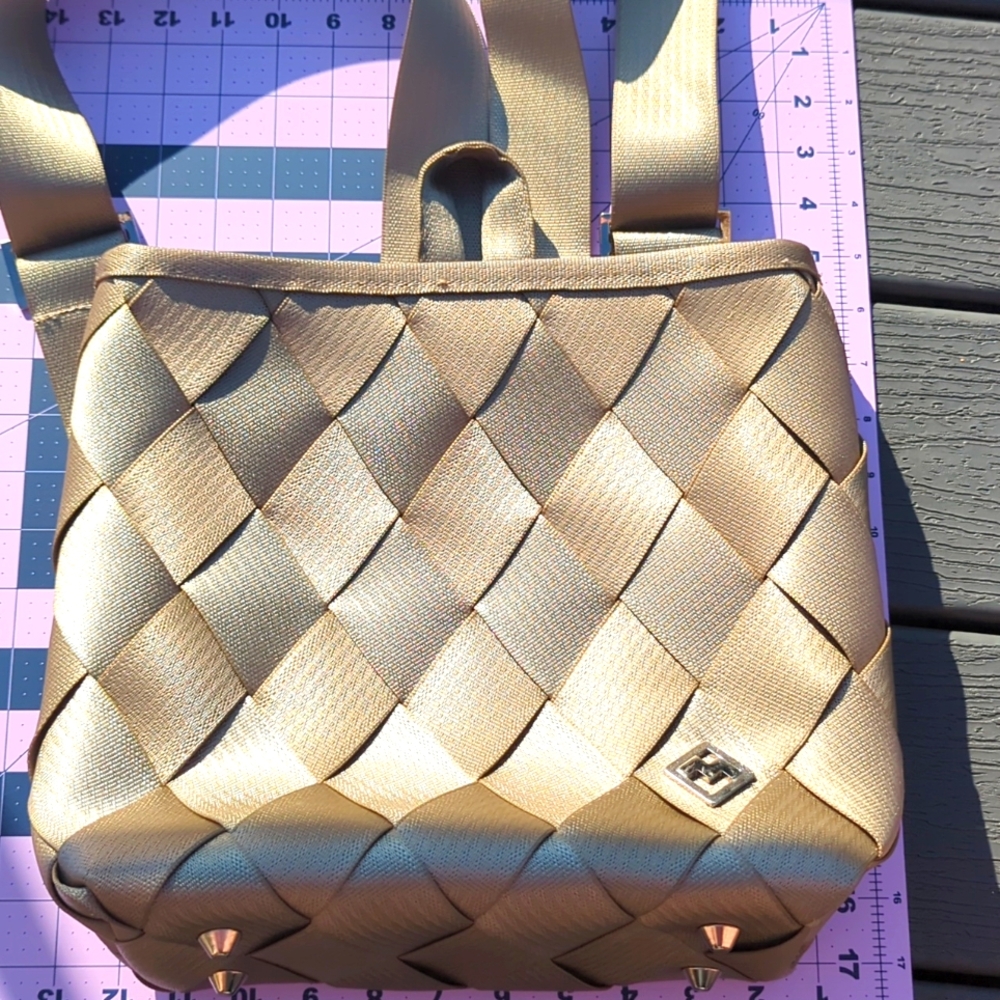 Gold Woven Backpack